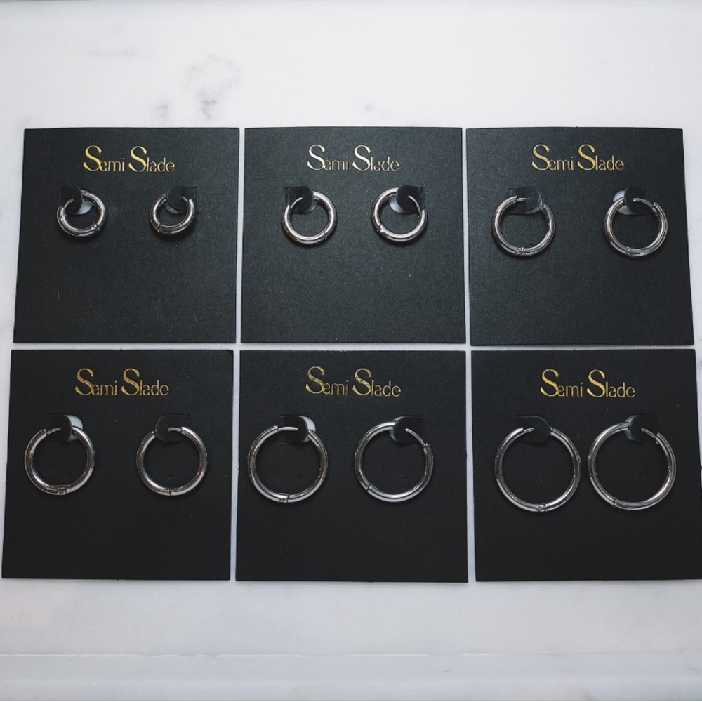 Hoop Earrings, Silver Plated, 6 sizes available, NEW